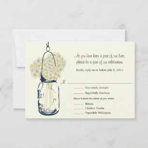 Antwortkarte Mason Jar und Hortensien RSVP Karte