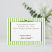 Antwortkarte mit grün, weiß und braun Streifen Einladung (Stehend Vorderseite)