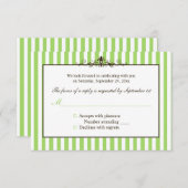 Antwortkarte mit grün, weiß und braun Streifen Einladung (Vorne/Hinten)