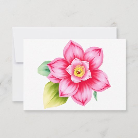 Antwortkarte mit rosa Blume ohne/oder Essensoption RSVP Karte (Rückseite)