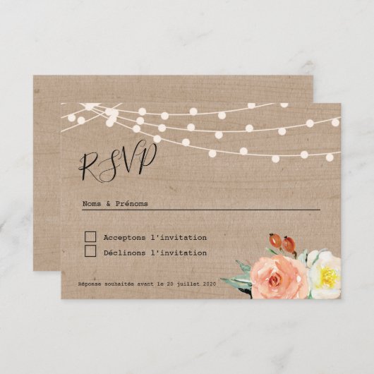 Antwortkarte RSVP Champsera Guinguette (Vorne/Hinten)
