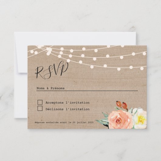 Antwortkarte RSVP Champsera Guinguette Karte (Vorderseite)