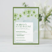 Antwortkarte zur Brautparty "Lucky in Love" RSVP Karte (Stehend Vorderseite)