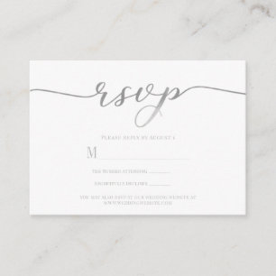 Antwortkarte zur Hochzeit in Silber-Schrift R.S.V. Begleitkarte