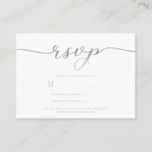 Antwortkarte zur Hochzeit in Silber-Schrift R.S.V. Visitenkarte