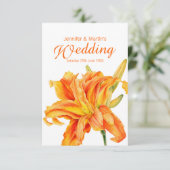 Antwortkarten für das Hochzeitsessen mit orangefar RSVP Karte (Stehend Vorderseite)