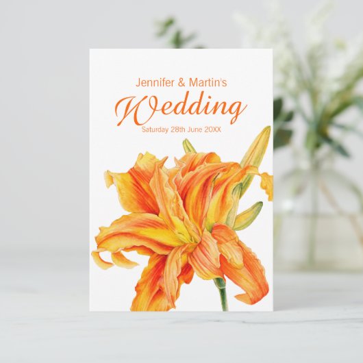 Antwortkarten für das Hochzeitsessen mit orangefar RSVP Karte (Stehend Vorderseite)