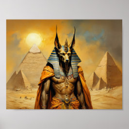 Anubi Der ägyptische Gott mit Pyramiden Poster