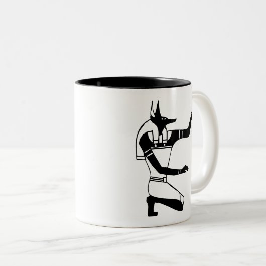 Anubis, ägyptische Hieroglyphe Zweifarbige Tasse (VorderseiteRechts)