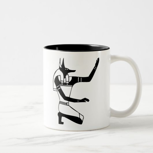 Anubis, ägyptische Hieroglyphe Zweifarbige Tasse (Rechts)