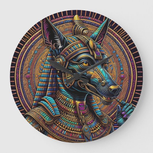 Anubis Ägyptische Kunst Große Wanduhr (Vorderseite)