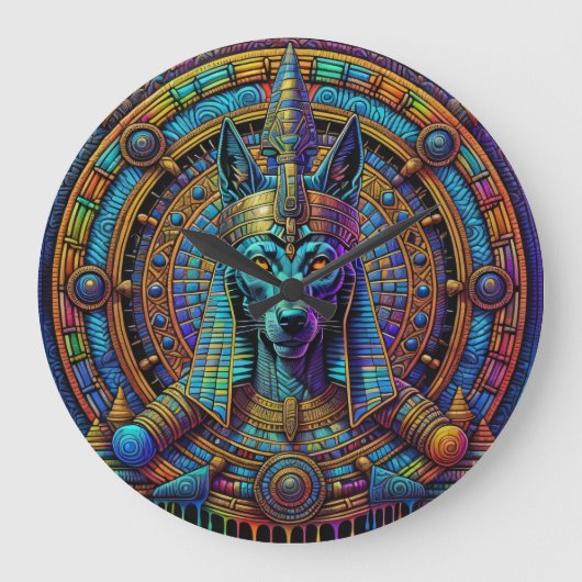 Anubis Ägyptische Kunst Große Wanduhr (Vorderseite)