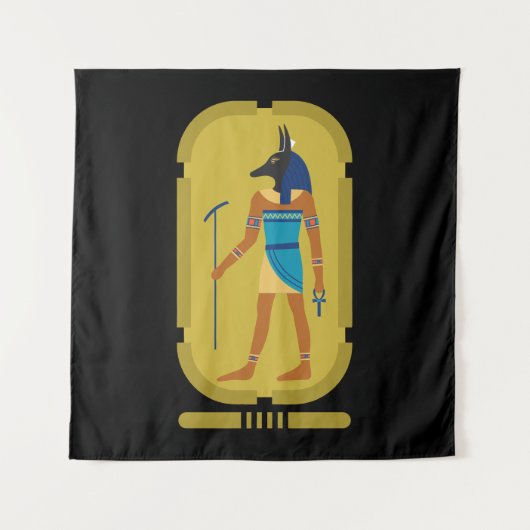 Anubis ägyptischer Gott der Mumifizierung Wandteppich (Vorderseite)
