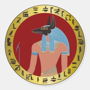 Anubis, ägyptischer Gott Runder Aufkleber