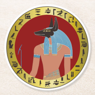 Anubis, ägyptischer Gott Runder Pappuntersetzer