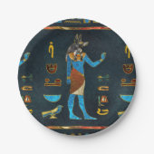 Anubis ägyptisches Gold-, Blaues und Rotesglas Pappteller (Vorderseite)