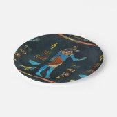 Anubis ägyptisches Gold-, Blaues und Rotesglas Pappteller (Schrägansicht)