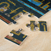 Anubis ägyptisches Gold-, Blaues und Rotesglas Puzzle (Seite)