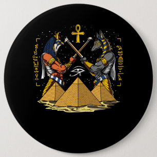 Anubis ägyptisches Gott-Ra Ankh Auge von Horus Button