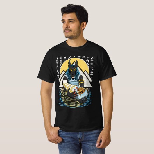 Anubis Alte ägyptische GottIllustration T-Shirt (Vorne ganz)