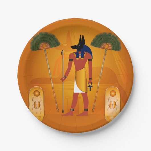 Anubis, alter Ägypter Pappteller (Vorderseite)
