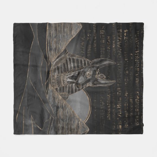 Anubis auf ägyptischer Pyramidelandschaft Fleecedecke (Vorderseite (Horizontal))