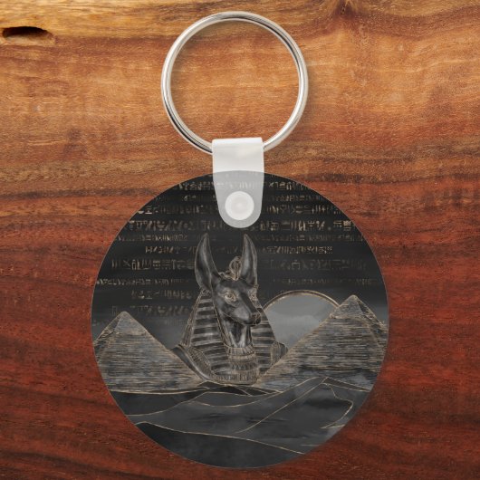 Anubis auf der ägyptischen Pyramidenlandschaft Schlüsselanhänger (Vorderseite)