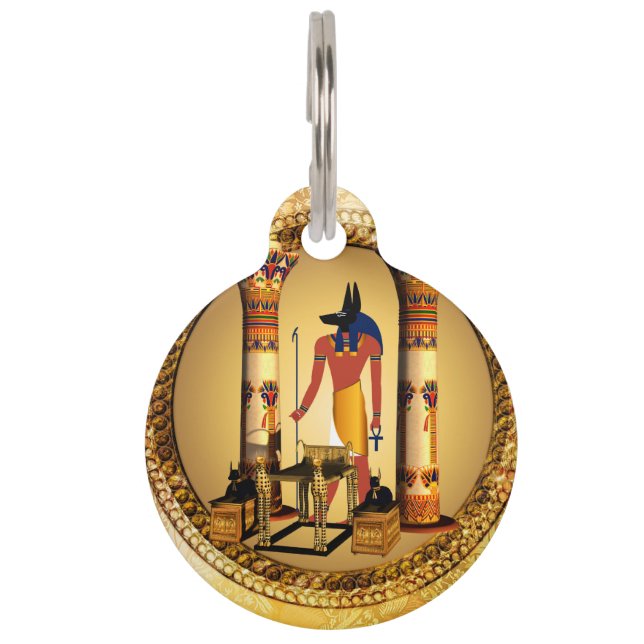 Anubis auf goldenem Hintergrund Tiernamensmarke (Rückseite)