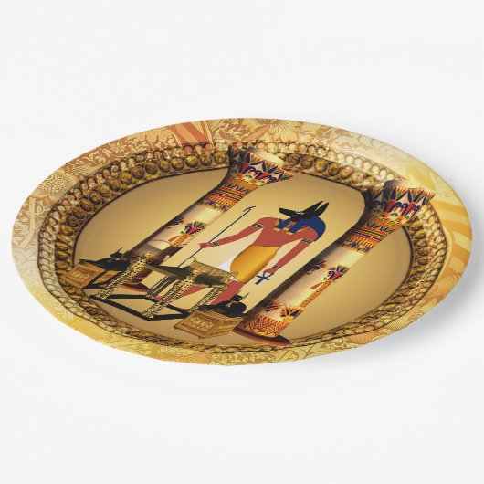 Anubis der ägyptische Gott Pappteller (Schrägansicht)