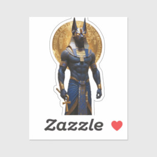 Anubis der Beschützer – Vollkörper mit Ankh Aufkleber