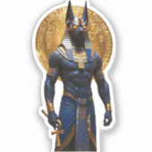 Anubis der Beschützer – Vollkörper mit Ankh Aufkleber (Vorderseite)