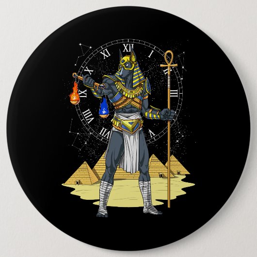 Anubis Egyptian God Alcient Ankh Mythology Button (Vorderseite)