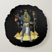 Anubis Egyptian God Alcient Ankh Mythology Rundes Kissen (Vorderseite)
