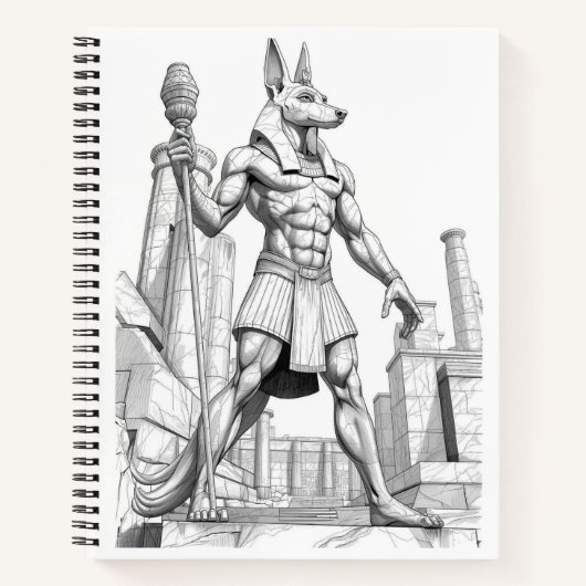 Anubis Egyptian God of the Dead Sketch Art Noteboo Notizblock (Vorderseite)