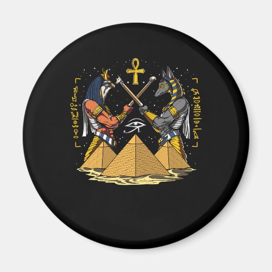 Anubis Egyptian God Ra Ankh Eye of Horus Pyramids Magnet (Vorne)
