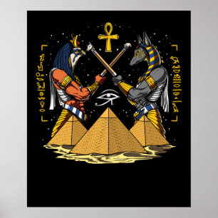 Anubis Egyptian God Ra Ankh Eye of Horus Pyramids Poster