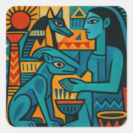 Anubis Priestess Geometric Premium Sticker