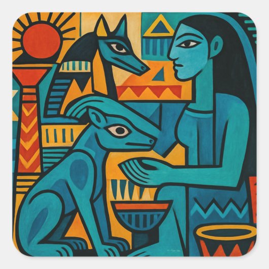 Anubis Priestess Geometric Premium Sticker (Vorderseite)