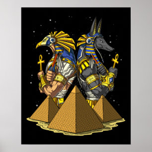 Anubis Ra-ägyptische Gott-alte Pyramide-Mythologie Poster