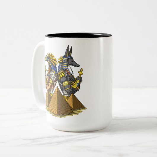 Anubis Ra-ägyptische Gott-alte Pyramide-Mythologie Zweifarbige Tasse (Vorderseite Links)