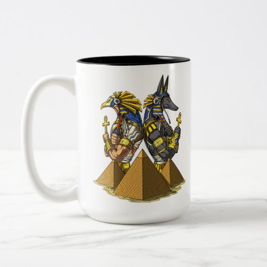 Anubis Ra-ägyptische Gott-alte Pyramide-Mythologie Zweifarbige Tasse (Links)