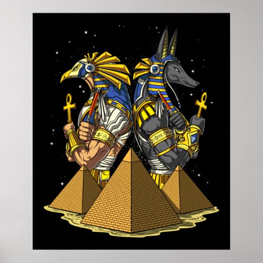Anubis Ra Egyptian Gods Ancient Pyramids Mythology Poster (Vorne)