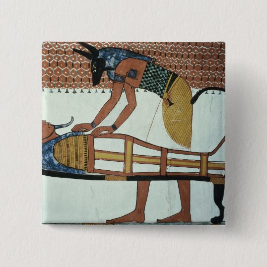 Anubis und eine Mama, vom Grab von Sennedjem Button (Vorderseite)