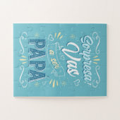 Anuncio de Embarazo Artístico Azul Puzzle (Horizontal)