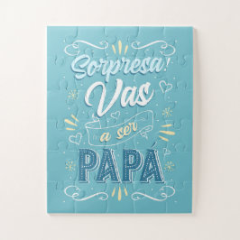 Anuncio de Embarazo Artístico Azul Puzzle