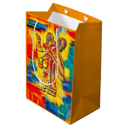 Anunnaki Artwork-Geschenktasche Mittlere Geschenktüte (Rückseite Schrägansicht)