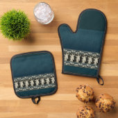 Anunnaki Oven Mitt and Pot Holders Ofenhandschuh & Topflappen-Set (Oben Unten)