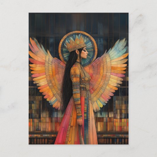 Anunnaki Star Goddess Inanna Abstrakt Mosaik Kunst Postkarte (Vorderseite)