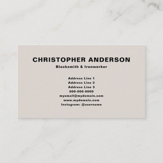 Anvil & Blacksmith Visitenkarte (Rückseite)