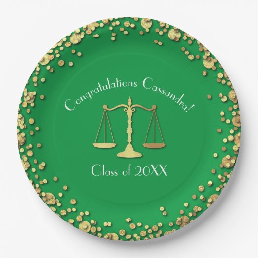 Anwalt Abschluss Green SIlver Pappteller (Vorderseite)